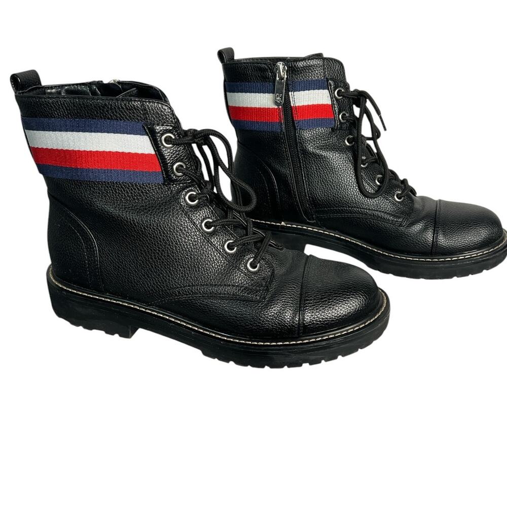 Black Ankle Boots with Striped Detail